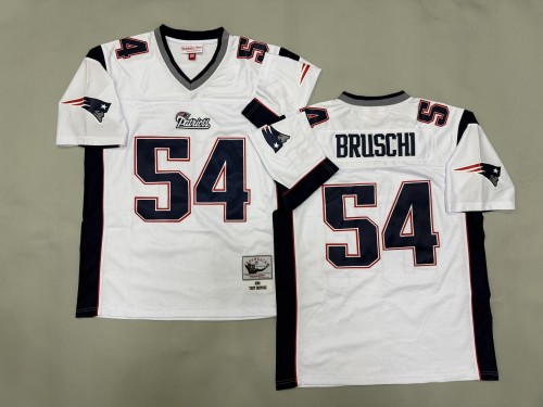 New England Patriots 54 Tedy Bruschi Football Jersey White Retro