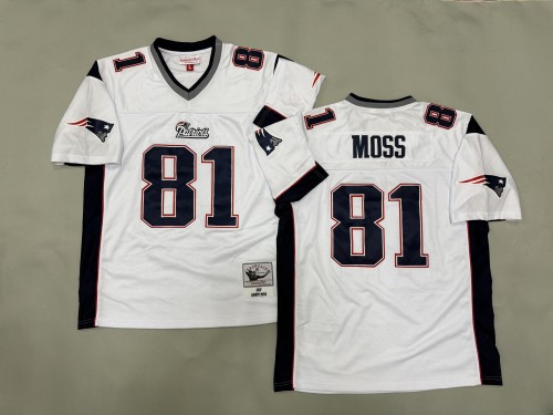New England Patriots 81 Randy Moss Football Jersey White Retro