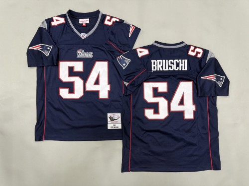 New England Patriots 54 Tedy Bruschi Football Jersey Navy Blue Retro