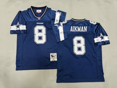 Dallas Cowboys 8 Troy Aikman Football Jersey Navy Blue Retro