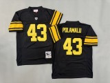 Pittsburgh Steelers 43 Troy Polamalu Football Jersey Black Retro