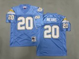 San Diego Chargers 20 Natrone Means Football Jersey Blue Retro