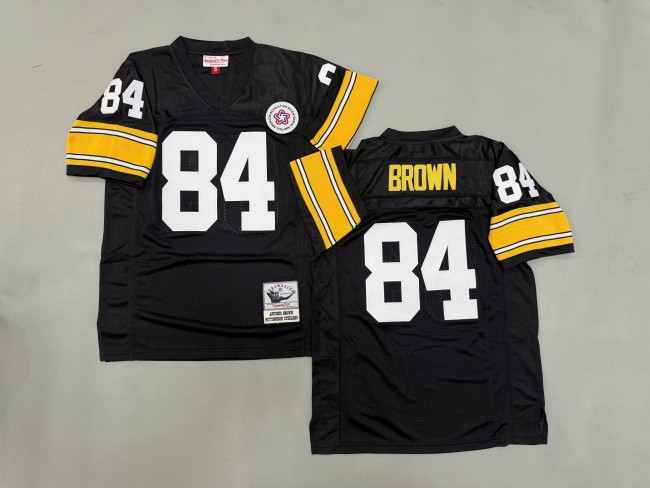 Pittsburgh Steelers 84 Antonio Brown Football Jersey Black Retro