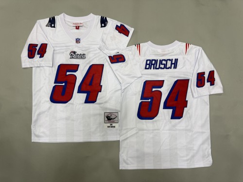 New England Patriots 54 Tedy Bruschi Football Jersey White Retro