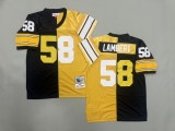 Pittsburgh Steelers 58 Jack Lambert Football Jersey Black+Yellow Retro