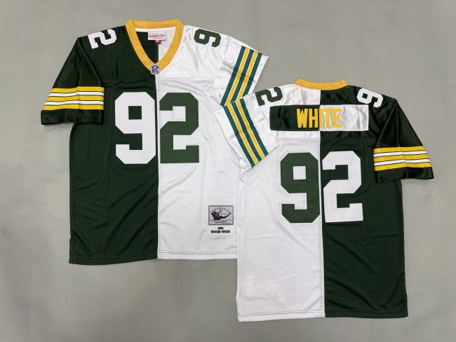 Green Bay Packers 92 Reggie White Football Jersey Green+White Retro