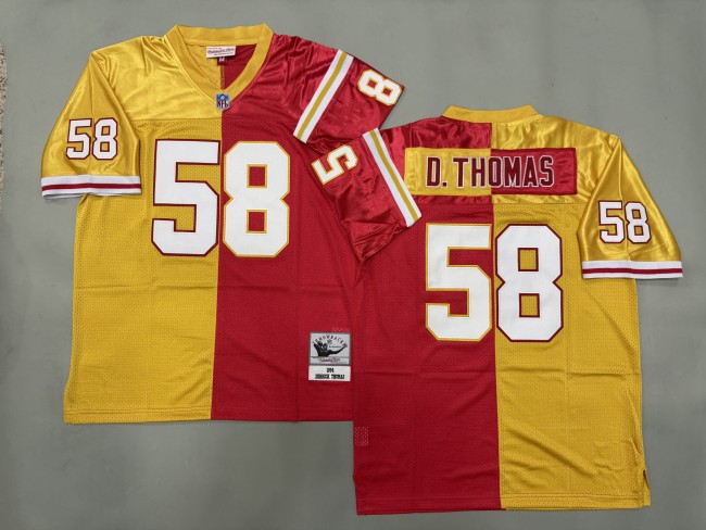 Kansas City Chiefs 58 Derrick Thomas Football Jersey Yellow+ Red Retro