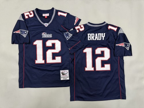 New England Patriots 12 Tom Brady Football Jersey Navy Blue Retro