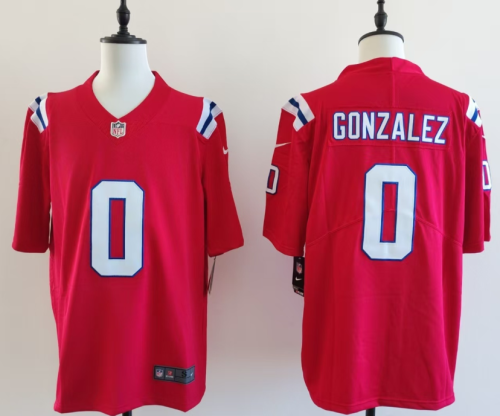 New England Patriots 0 Christian Gonzalez Football Jersey Legend Red