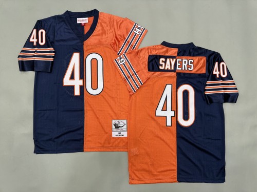 Chicago Bears 40 Gale Sayers Football Jersey Navy Blue+Orange Retro