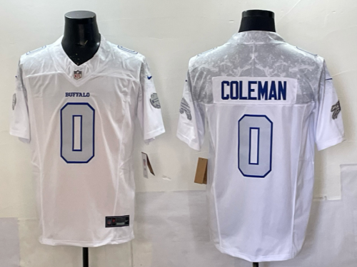 Buffalo Bills 0 Keon Coleman Football Jersey White Three Dynasties