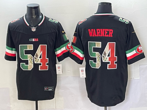 San Francisco 49ers 54 Fred Warner Football Jersey Mexico Black Three Dynasties