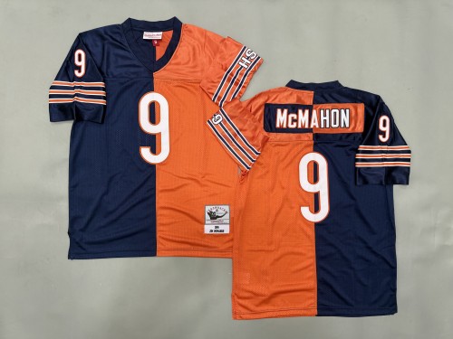 Chicago Bears 9 Jim McMahon Football Jersey Navy Blue+Orange Retro