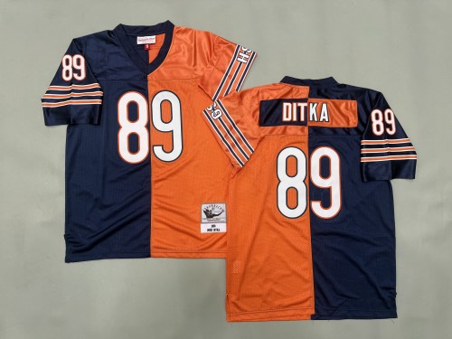 Chicago Bears 89 Mike Ditka Football Jersey Navy Blue+Orange Retro