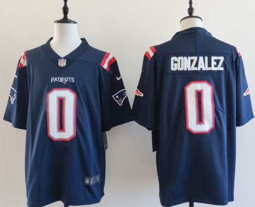 New England Patriots 0 Christian Gonzalez Football Jersey Legend Navy Blue