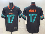 Miami Dolphins 17 Jaylen Waddle Football Jersey Black Three Dynasties