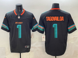 Miami Dolphins 1 Tua Tagovailoa Football Jersey Black Three Dynasties
