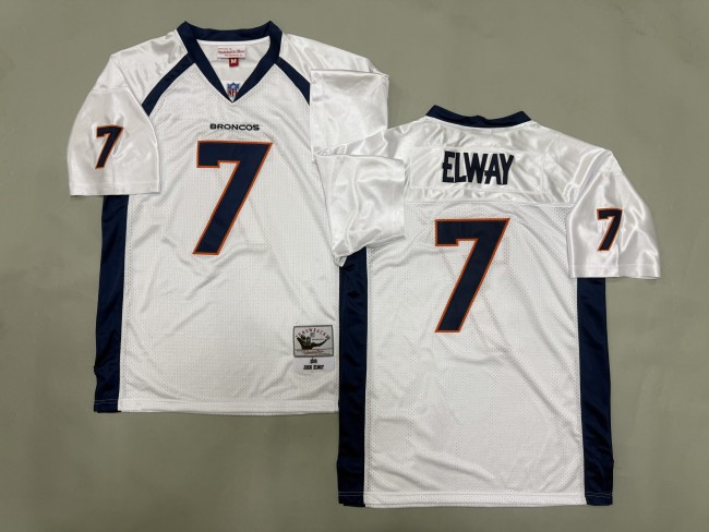 Denver Broncos 7 John Elway Football Jersey White Retro