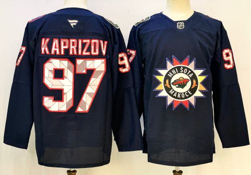 Fanatics Minnesota Wild 97 Kirill Kaprizov Ice Hockey Jersey Black