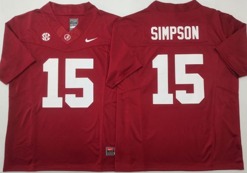 Alabama Crimson Tide 15 Ty Simpson College Football Jersey Red Three Dynasties