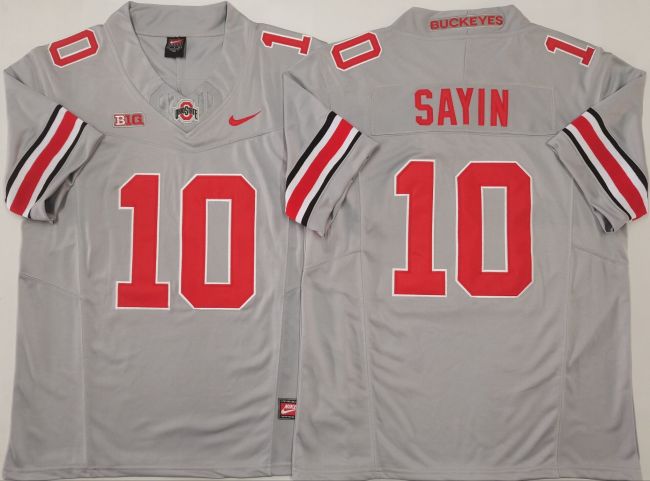 Ohio State 10 Julian Sayin College Football Jersey Gray Three Dynasties