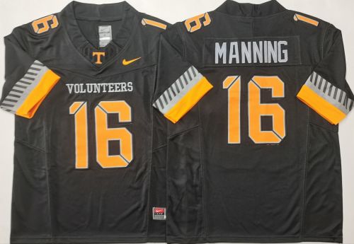 Tennesse Volunteers 16 Arch Manning Coolege Football Jersey Black Three Dynasties