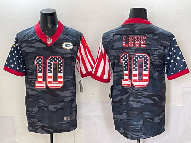 Green Bay Packers 10 Jordan Love Football Jersey Legend national flag