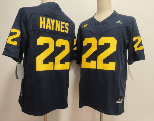 Michigan Wolverines 22 Justice Haynes Coolege Football Jersey Navy Blue Three Dynasties