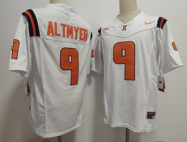 Illinois Fighting 9 Luke Altmyer College Football Jersey White Three Dynasties