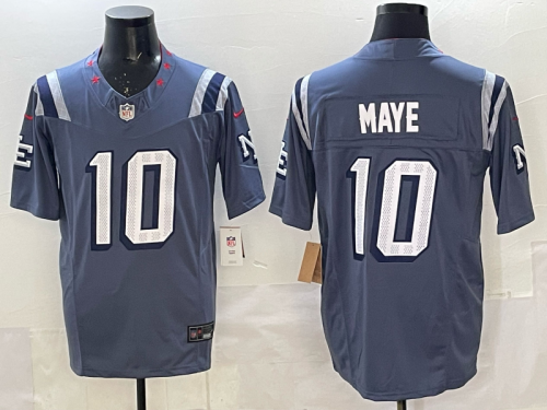 New England Patriots 10 Drake Maye Football Jersey Grey retro