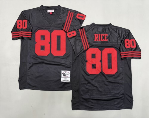 San Francisco 49ers 80 Jerry Rice Football Jersey Black Retro