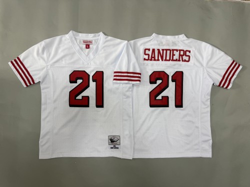 Youth San Francisco 49ers 21 Deion Sanders Football Jersey White Retro