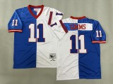 New York Giants 11Phil Simms Football Jersey Blue+White Retro