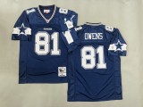 Dallas Cowboys 81 Terrell Owens Football Jersey Navy Blue Retro