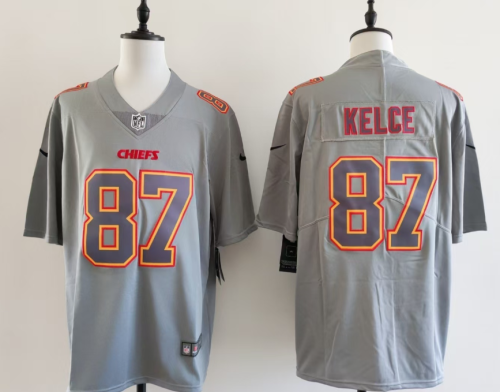 Kansas City Chiefs 87 Travis Kelce Football Jersey Legend Gray