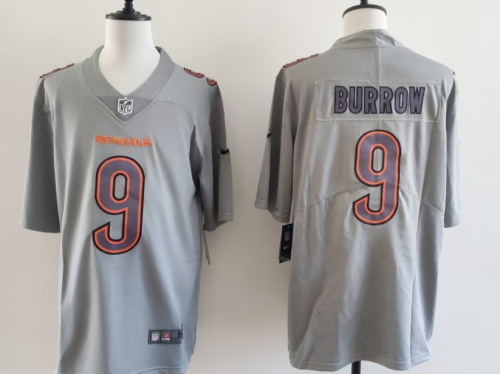 Cincinnati Bengals 9 Joe Burrow Football Jersey Legend Gray