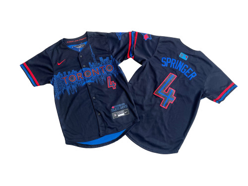 Youth Toronto Blue Jays 4 George Springer Baseball Jersey Blue City Edition