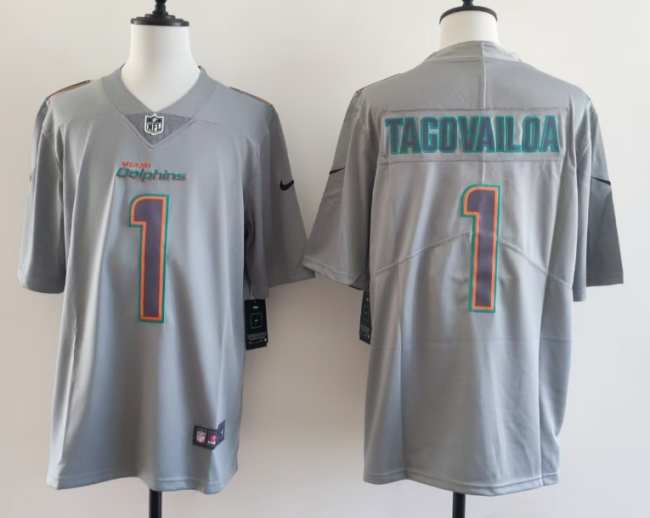 Miami Dolphins 1 Tua Tagovailoa Football Jersey Legend Gray