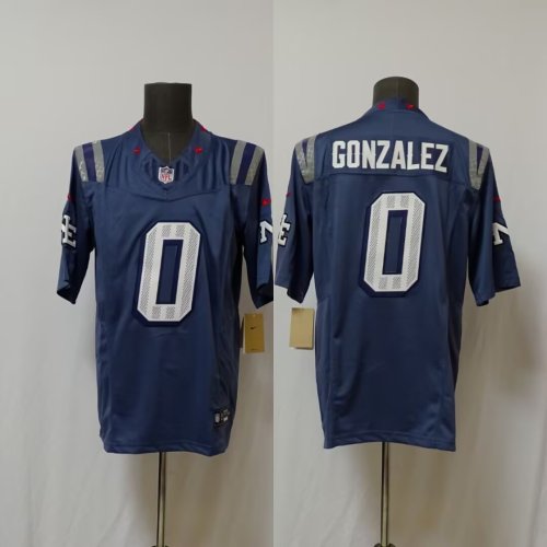 New England Patriots 0 Christian Gonzalez Football Jersey Grey retro