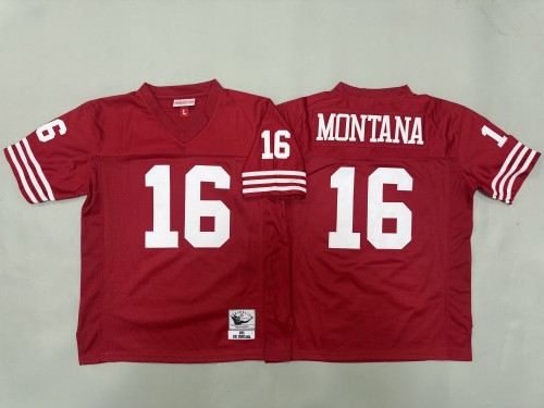 Youth San Francisco 49ers 16 Joe Montana Football Jersey Red Retro