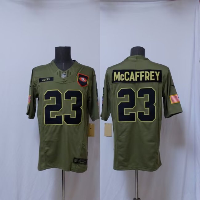 San Francisco 49ers 23 Christian McCaffrey Football Jersey Salute to Service