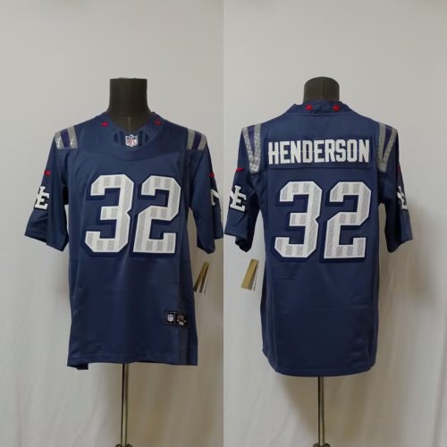 New England Patriots 32 TreVeyon Henderson Football Jersey Grey retro