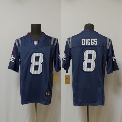 New England Patriots 8 Stefon Diggs Football Jersey Grey retro