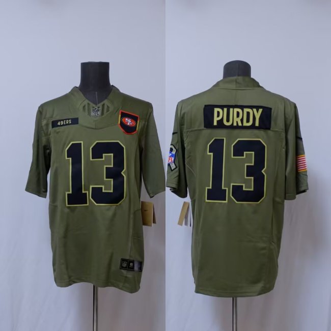 San Francisco 49ers 13 Brock Purdy Football Jersey Salute to Service