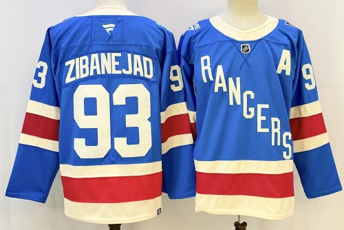 Fanatics New York Rangers 93 Mika Zibanejad Ice Hockey Jersey Blue