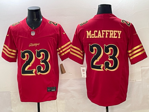 San Francisco 49ers 23 Christian McCaffrey Football Jersey Red Three Dynasties