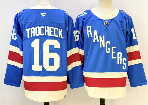 Fanatics New York Rangers 16 Vincent Trocheck Ice Hockey Jersey Blue
