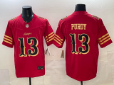 San Francisco 49ers 13 Brock Purdy Football Jersey Red Three Dynasties