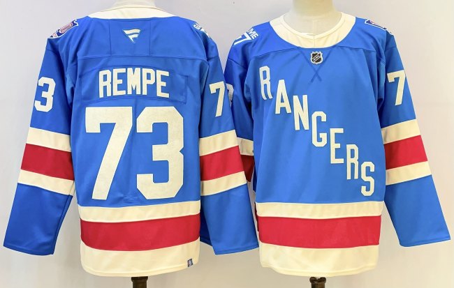 Fanatics New York Rangers 73 Matt Rempe Ice Hockey Jersey Blue