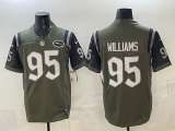 New York Jets 95 Quinnen Williams Football Jersey Three Dynasties Retro